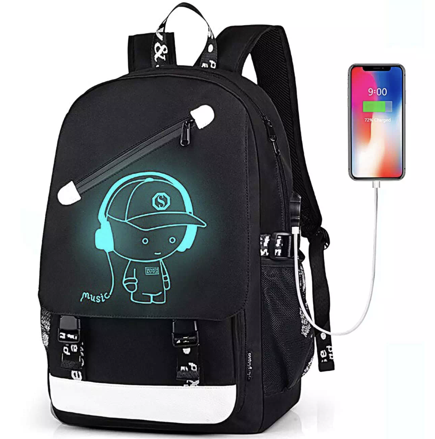 Рюкзак Music з USB що світиться в темряві Рюкзак Music з USB що світиться в темряві