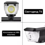 Велосипедний Ліхтарик з сонячною панеллю на акумуляторі із сигналом водостійкий