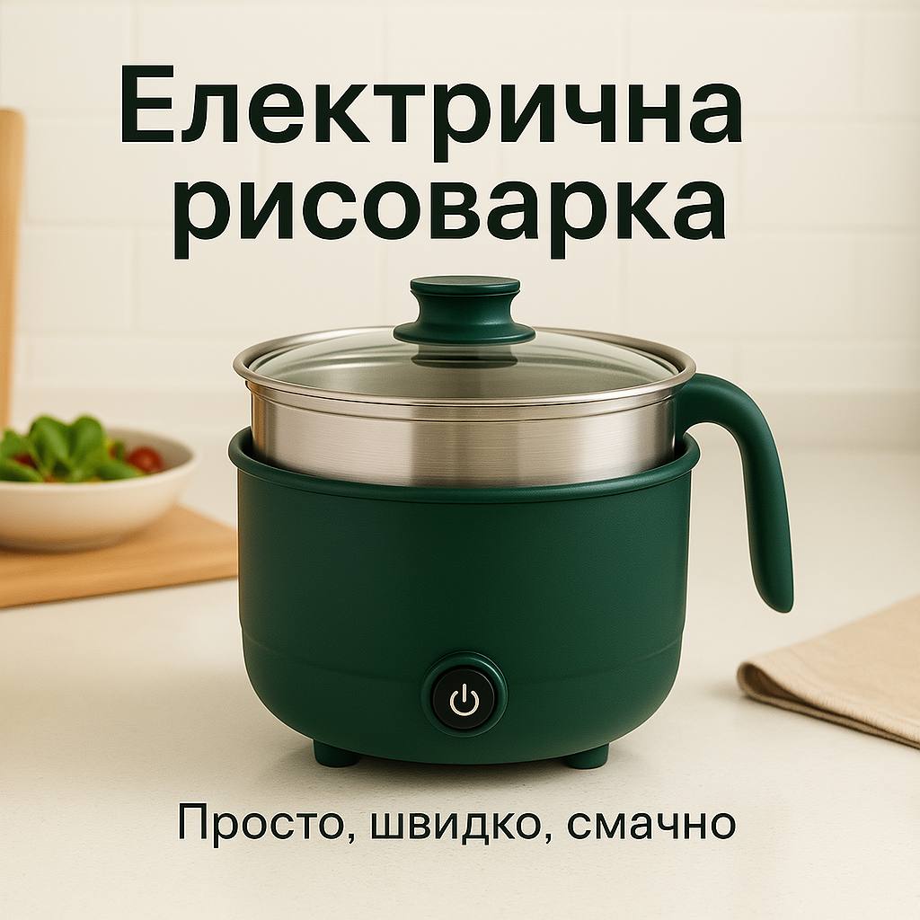 Електрична рисоварка на 1.8 л з антипригарним покриттям 600 Вт Електрична рисоварка на 1.8 л з антипригарним покриттям 600 Вт